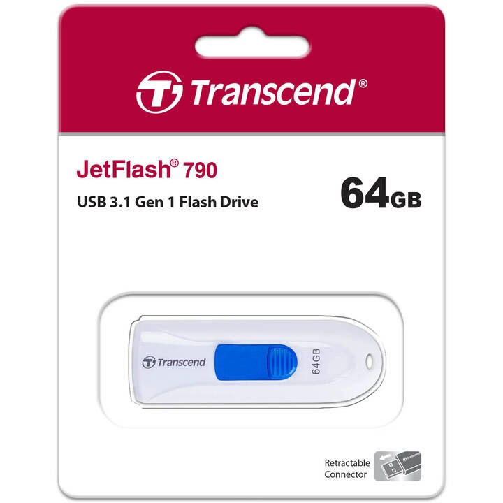 Transcend トランセンドジャパン TS64GJF790W JetFlash 790 ホワイト 64GB パッケージ