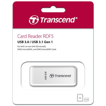 Transcend トランセンドジャパン TS-RDF5W USB3 Gen1 カードリーダー ホワイト パッケージ