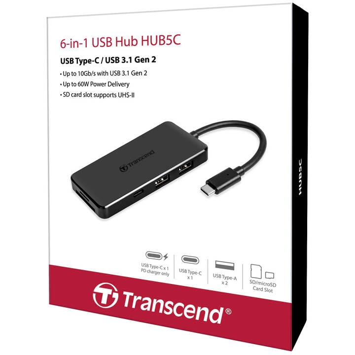 Transcend トランセンドジャパン TS-HUB5C USBハブ＋microSD/SDカードリーダー パッケージ