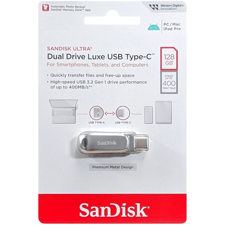 SanDisk サンディスク SDDDC4-128G-G46 並行輸入品 Ultra Dual Drive Luxe USB Type-C シルバー 128GB
