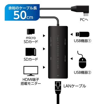 ミヨシ MCO UDS-4K01/BK Type-C ドッキングステーション 4K対応 接続例