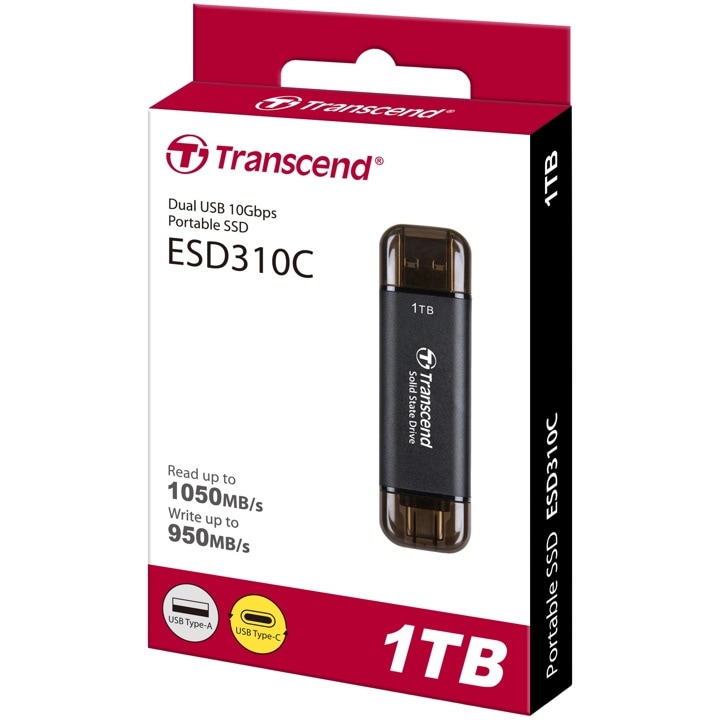 Transcend トランセンドジャパン TS1TESD310C ESD310 ポータブルSSD ブラック 1TB パッケージ