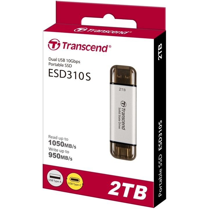 Transcend トランセンドジャパン TS2TESD310S ESD310 ポータブルSSD シルバー 2TB パッケージ
