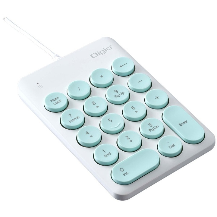 ナカバヤシ TNK-SU230BL ラウンドキーキャップ有線テンキーボード ブルー 斜め