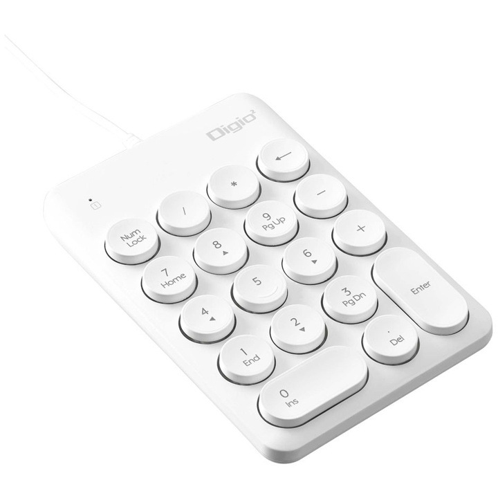 ナカバヤシ TNK-SU230W ラウンドキーキャップ有線テンキーボード ホワイト 斜め