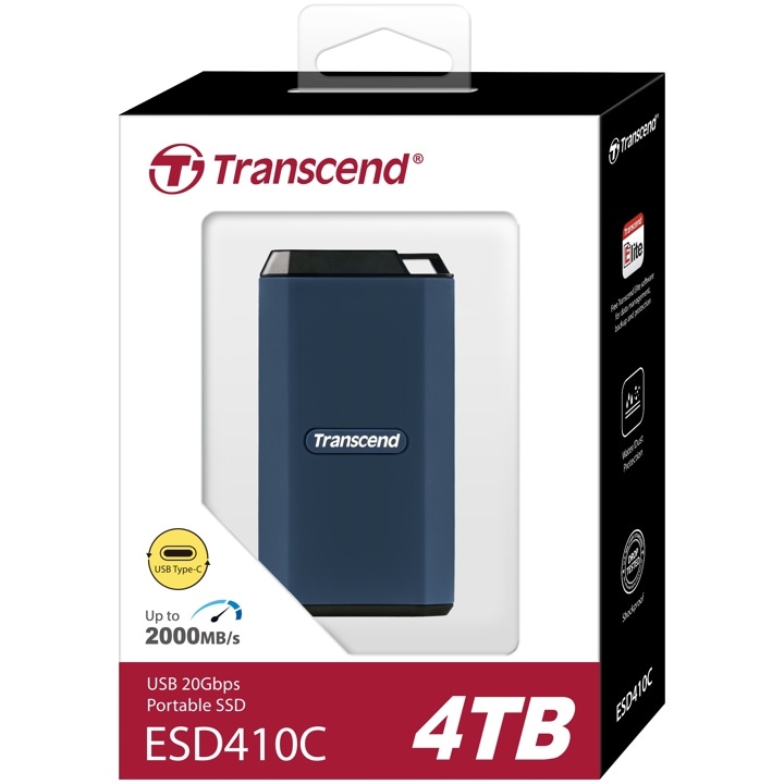 Transcend トランセンドジャパン TS4TESD410C ESD410 ポータブルSSD ダークブルー 4TB パッケージ