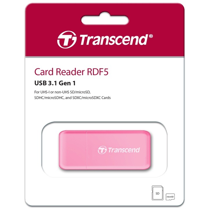 Transcend トランセンドジャパン TS-RDF5R USB3 Gen1 カードリーダー ピンク パッケージ