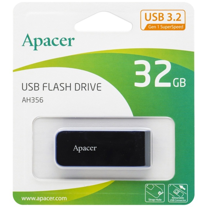 Apacer アペイサー AP32GAH356B-1 AH356 USB 3.2 Gen1 Flash Drive 32GB パッケージ