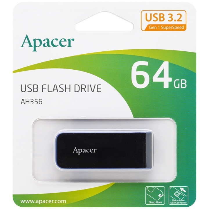 Apacer アペイサー AP64GAH356B-1 AH356 USB 3.2 Gen1 Flash Drive 64GB パッケージ