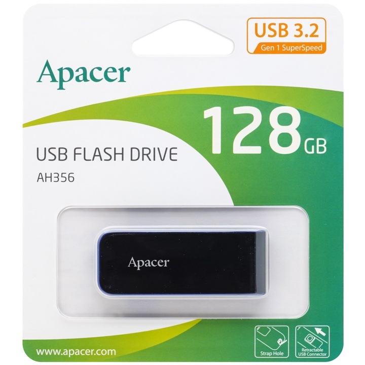 Apacer アペイサー AP128GAH356B-1 AH356 USB 3.2 Gen1 Flash Drive 128GB パッケージ