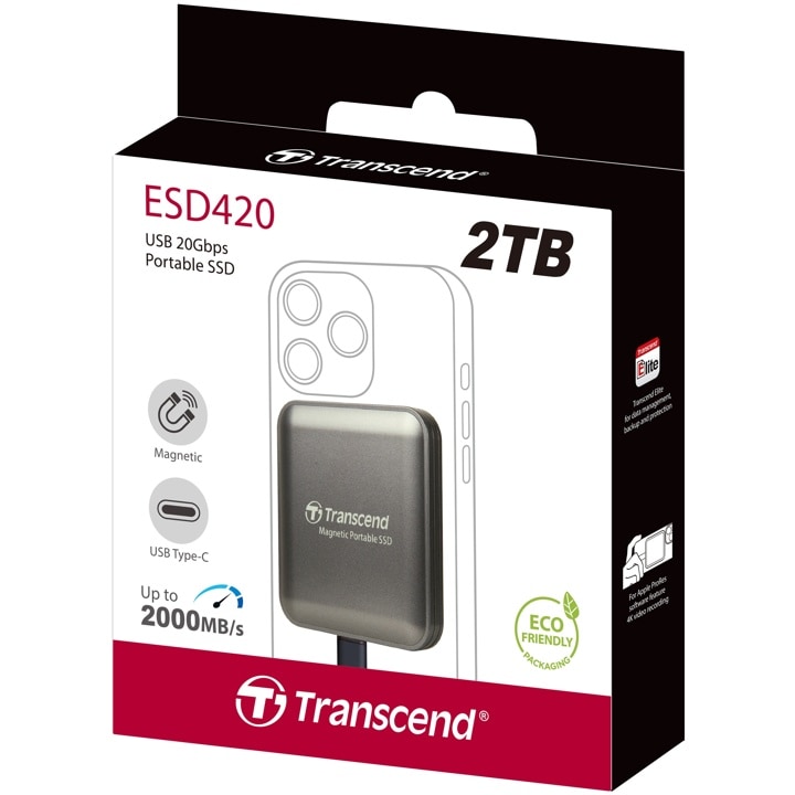 Transcend トランセンドジャパン TS2TESD420C MagSafe対応 ポータブルSSD ESD420 2TB アイロングレー