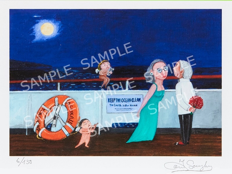 冬の七羽の鳥たち ヴィンテージ ステンドグラス アル・アグニュー 絵画