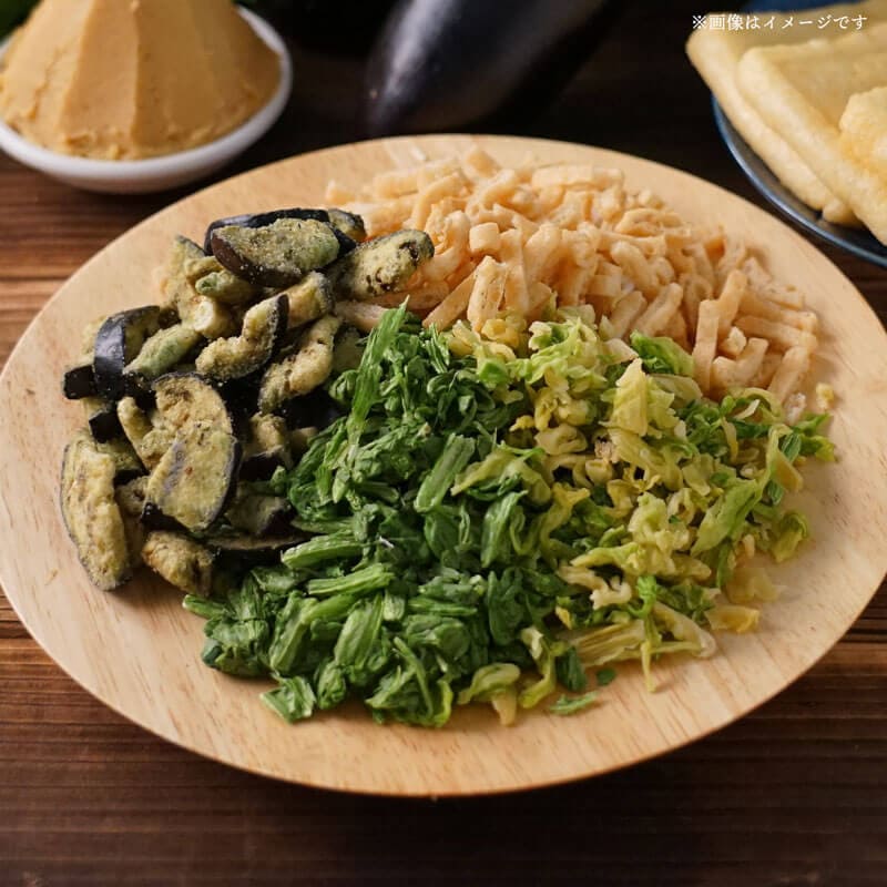 野菜味噌汁の具4種セット（揚げ茄子・ほうれん草・キャベツ・油揚げ）