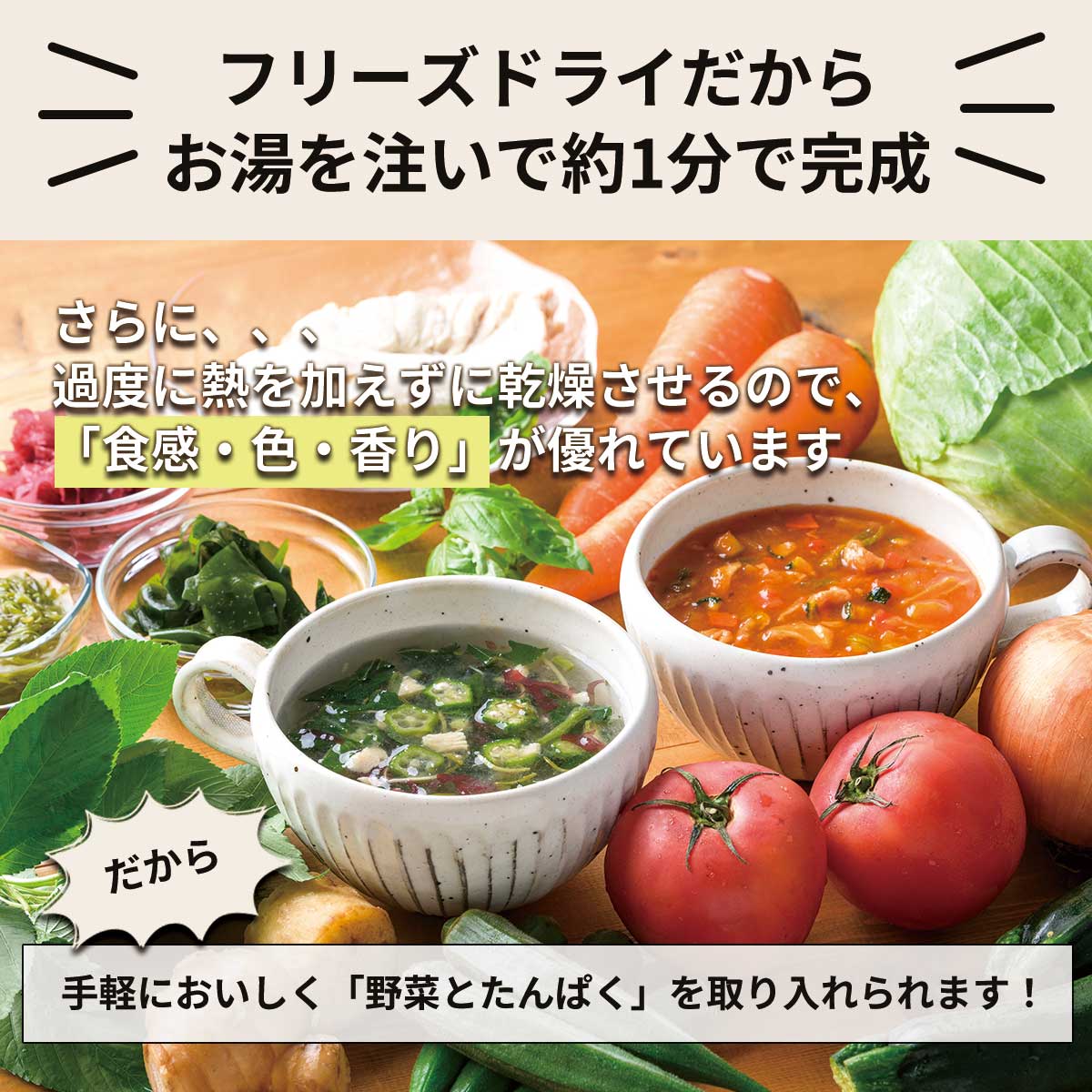 野菜とたんぱく食べ比べセット（6食）（フリーズドライ）