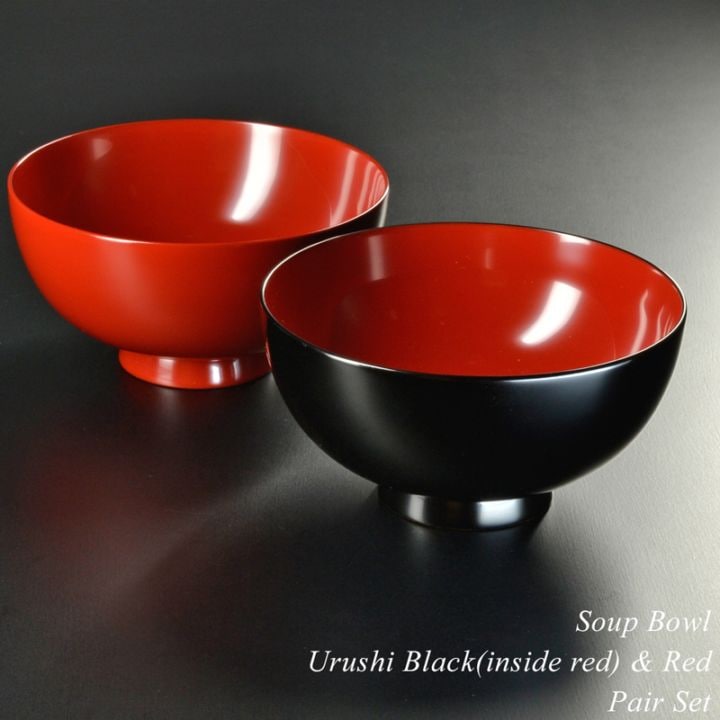 栃の木のお椀 漆塗り 黒内朱/朱 ペアセット 大・中・小・子供用