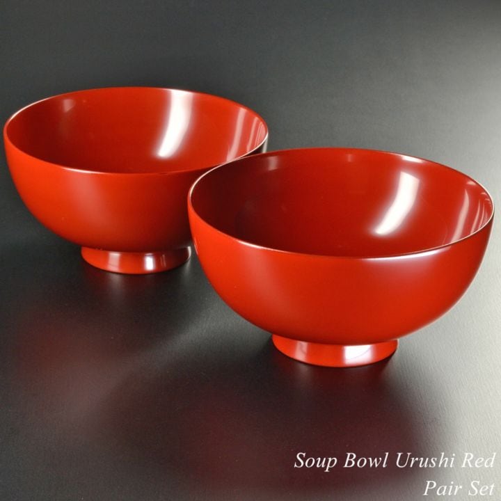栃の木のお椀 漆塗り 朱 ペアセット 大・中・小・子供用