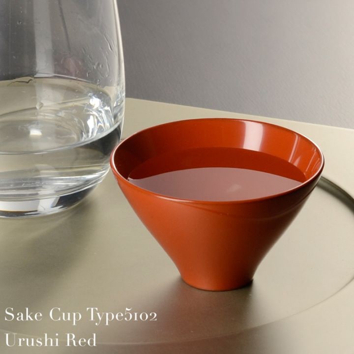 木製 ぐい呑み type5102 朱 漆塗り