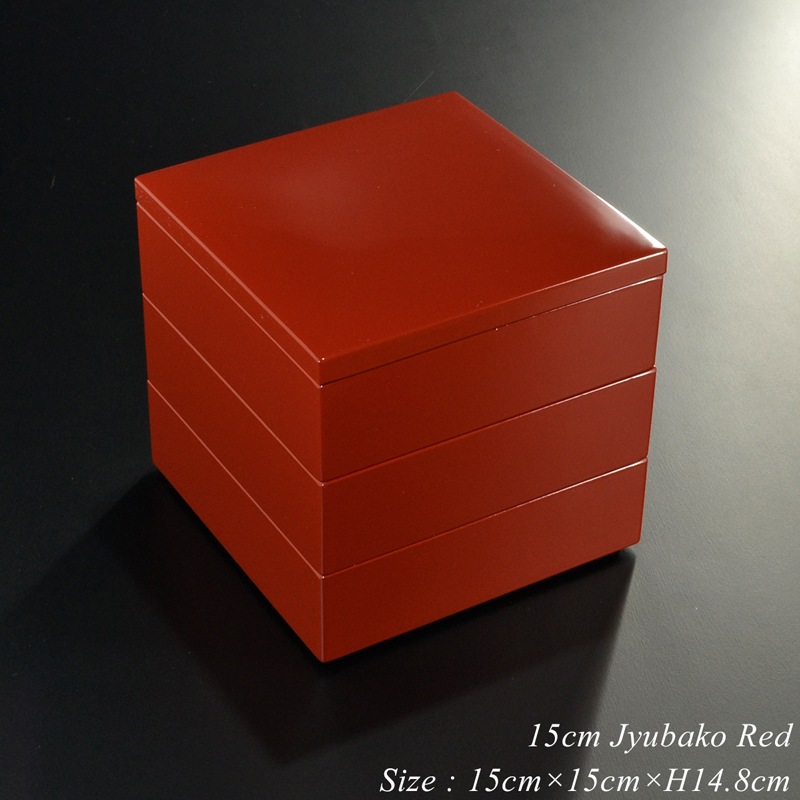 重箱 5寸・15cm 三段重 朱