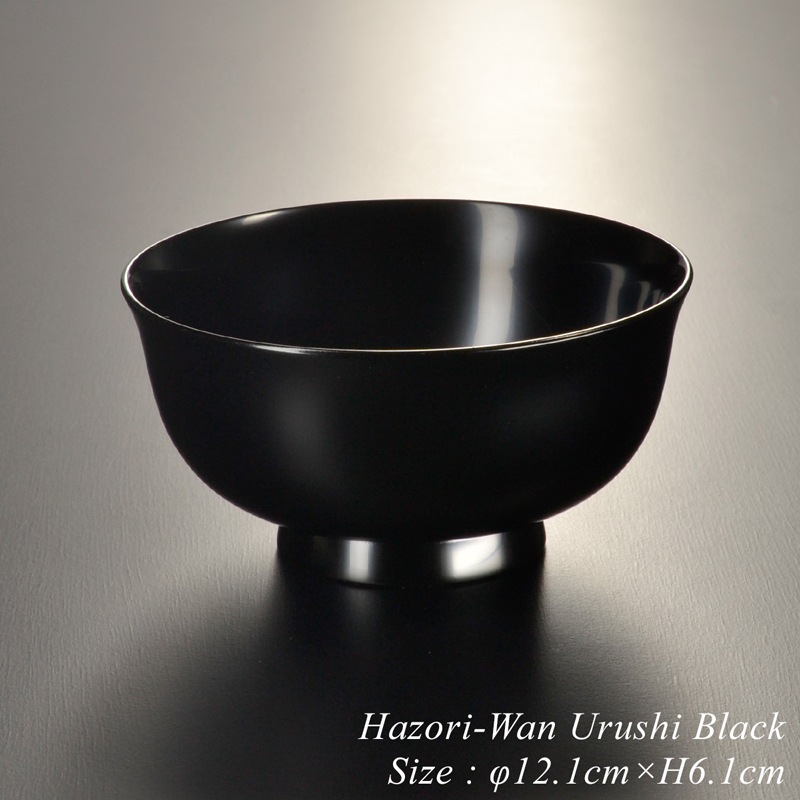4寸 羽反汁椀 黒 漆塗り