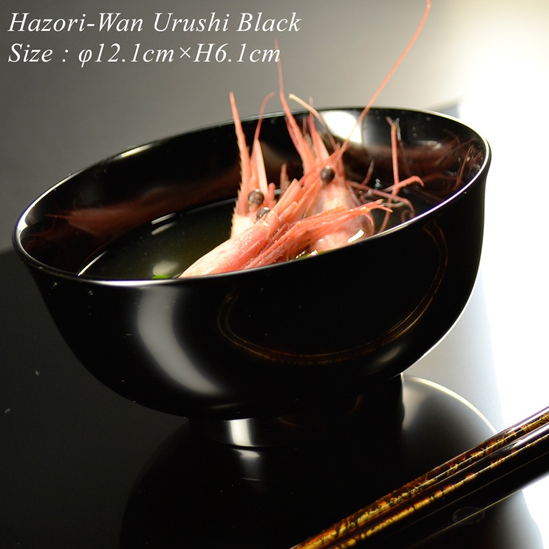 4寸 羽反汁椀 黒 漆塗り