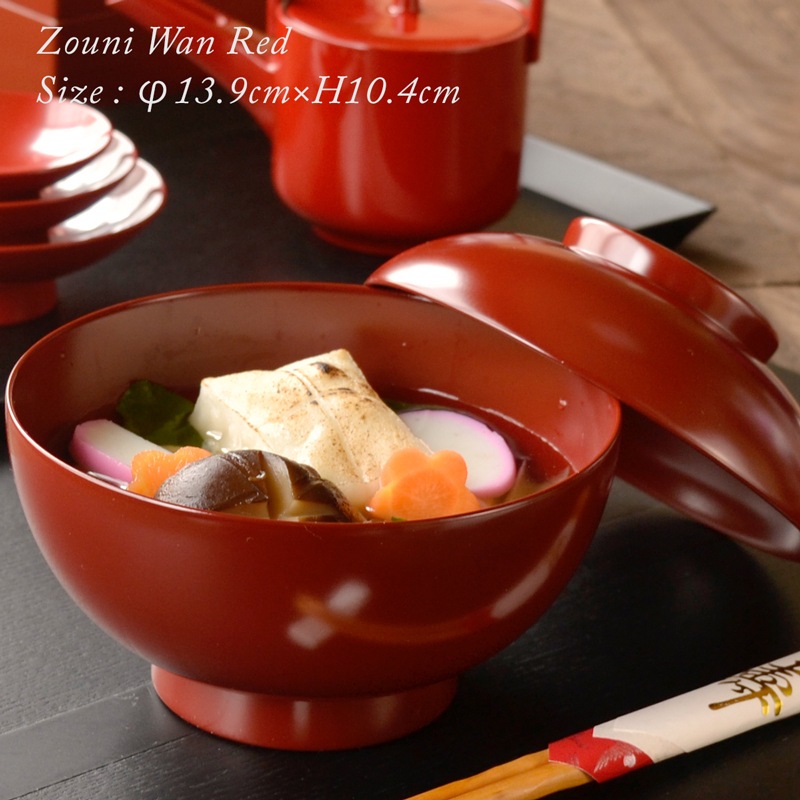 4.6寸 雑煮椀 蓋付き 朱