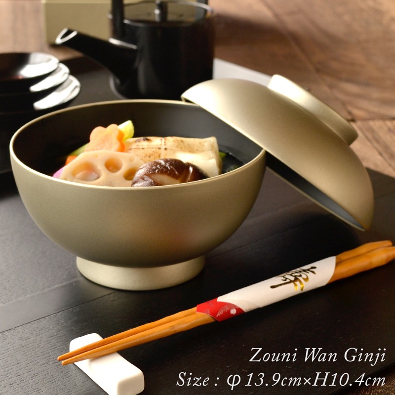 4.6寸 雑煮椀 蓋付き 銀地