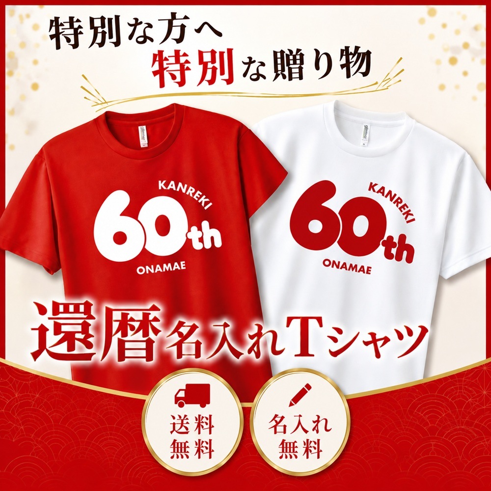 名入れ対応 Tシャツ 還暦祝い