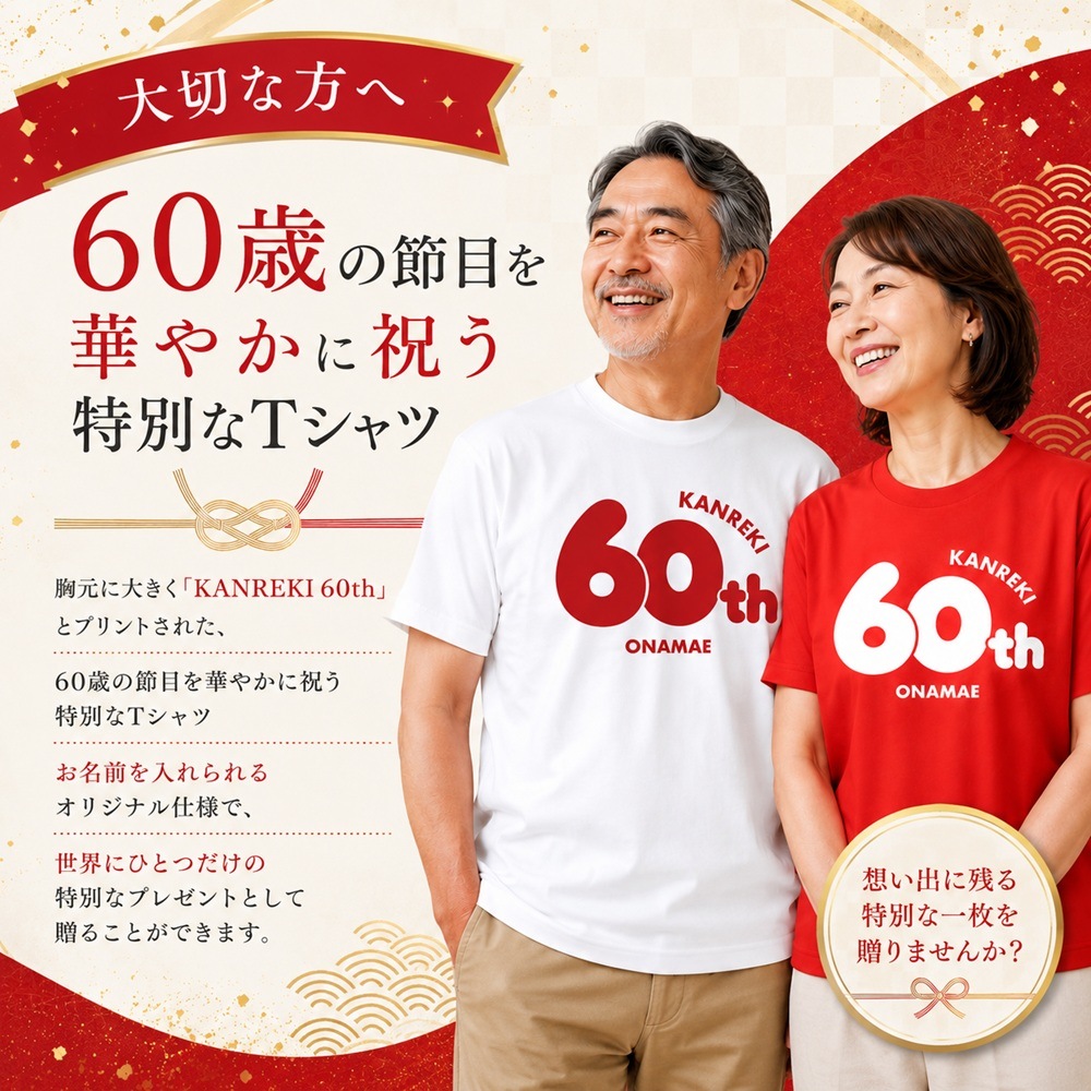 名入れ対応 Tシャツ 還暦祝い