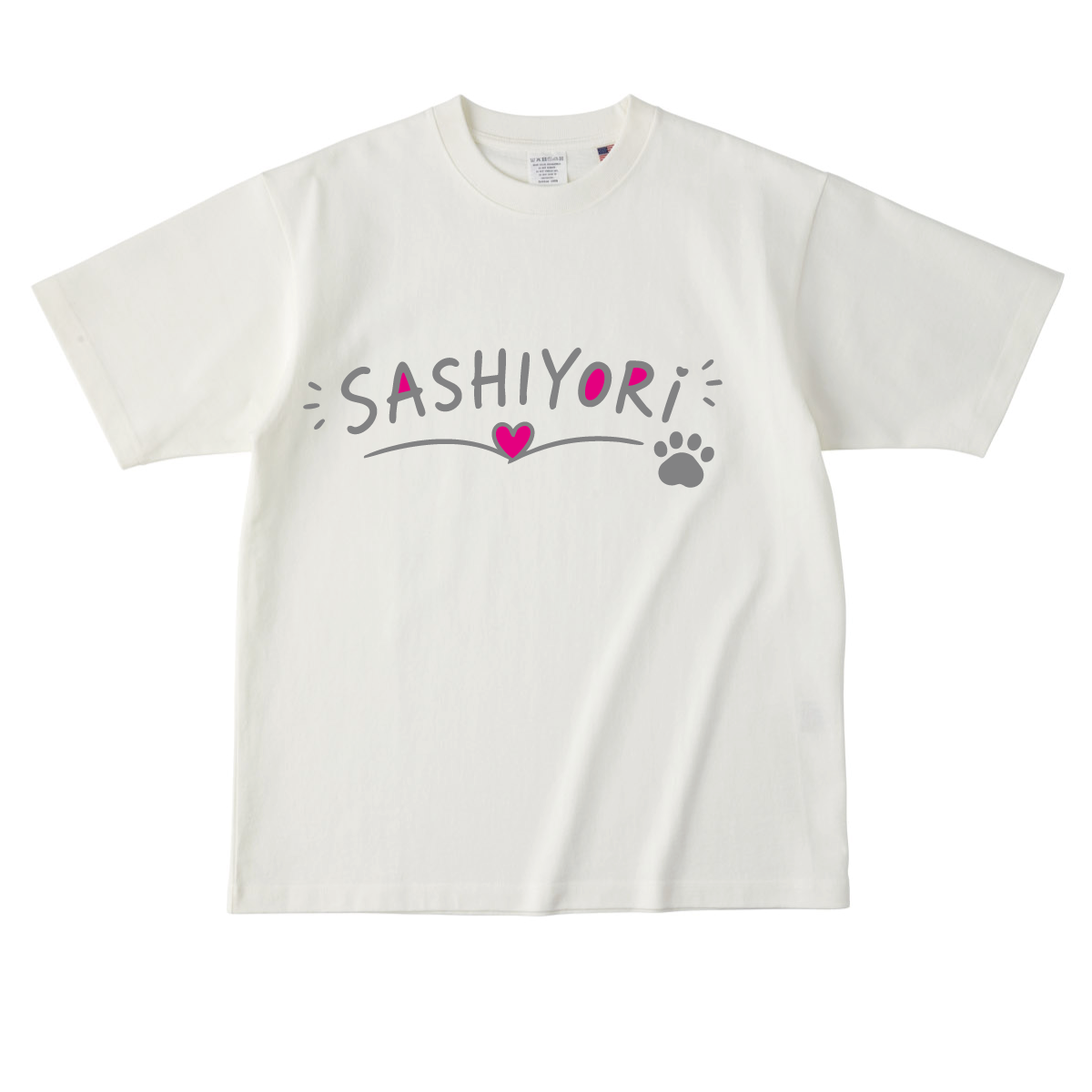 熊本弁デザインTシャツ「SASHIYORI(さしより)」肉球ロゴTシャツ|