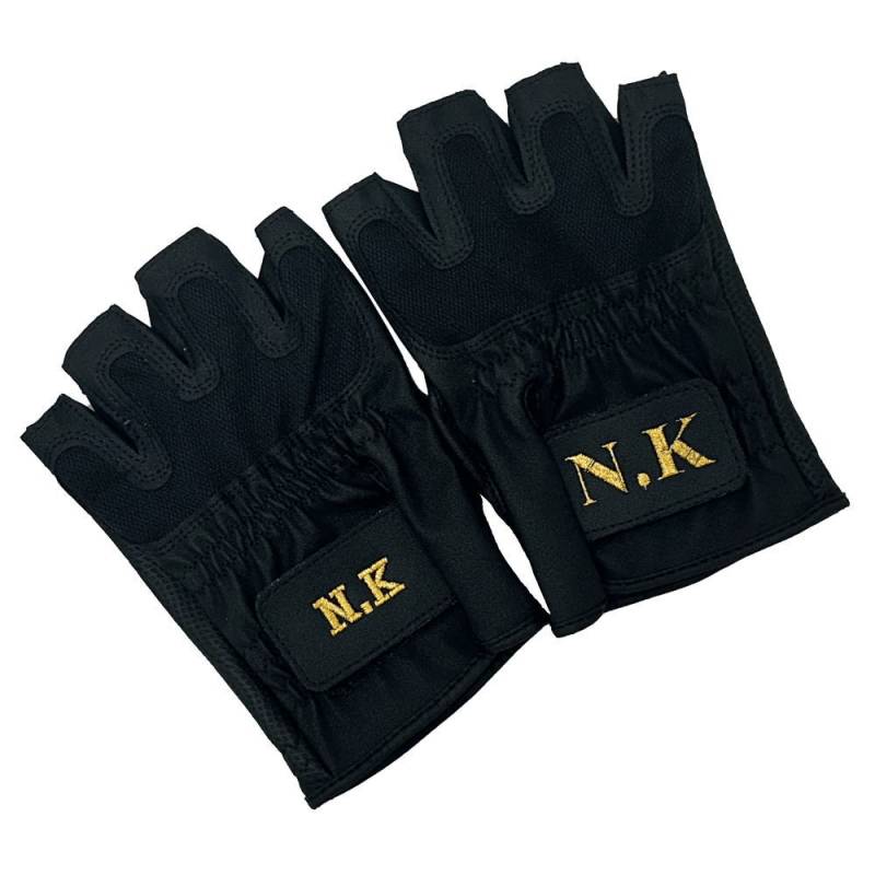 オーダー刺繍 ドライビング グローブ レザックス 半指 合成皮革 ブラック 車用 JOYFIT 28