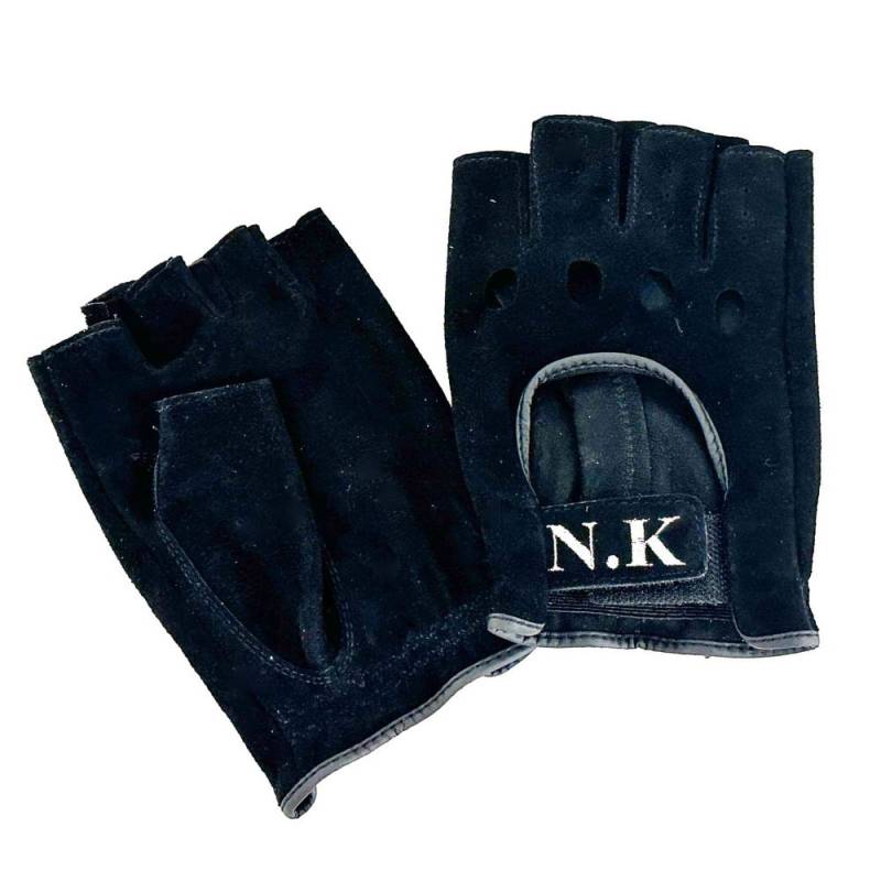 オーダー刺繍 ドライビング グローブ レザックス 半指 羊革 ブラック 車用 JOYFIT PS-1-S