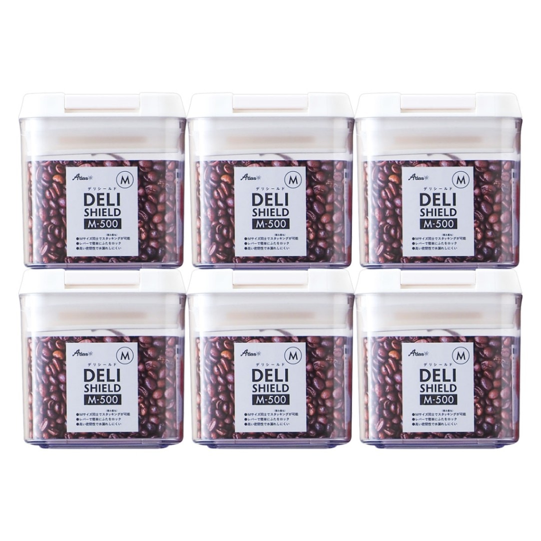 ケース販売 DELI SHELD（デリシールド）ワンタッチレバー式キャニスター Mサイズ 500ml ADL-500M6P 6個入り