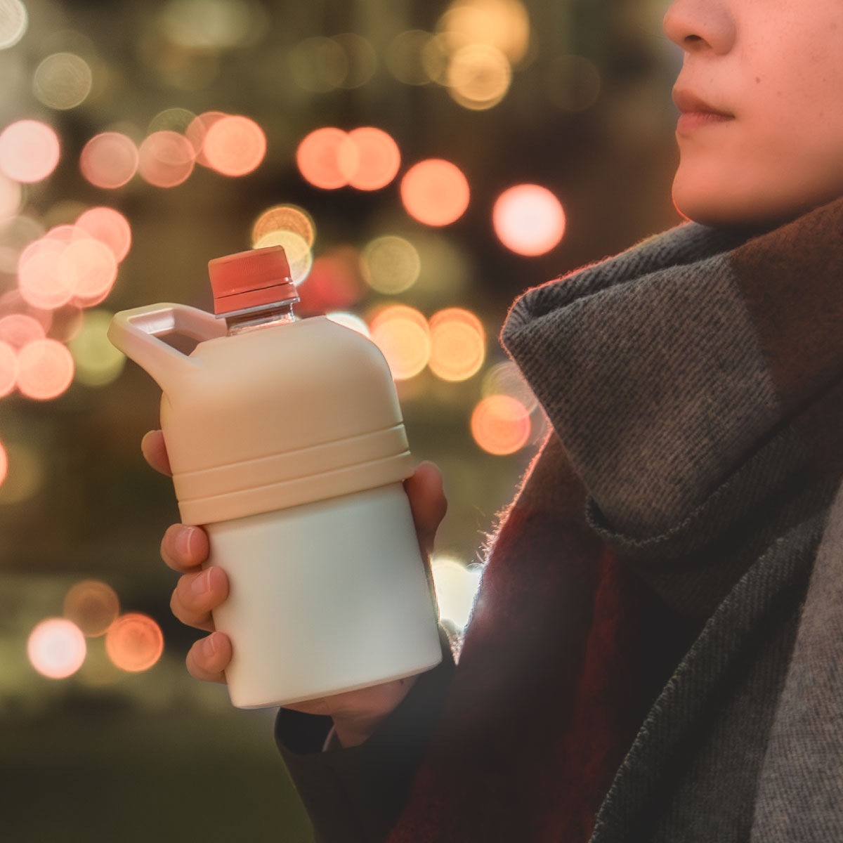 BOTTLE in BOTTLE（ボトルインボトル）ペットボトルホルダー ホット用 Fタイプ 持ち手付き ブラック ABIB-FBK