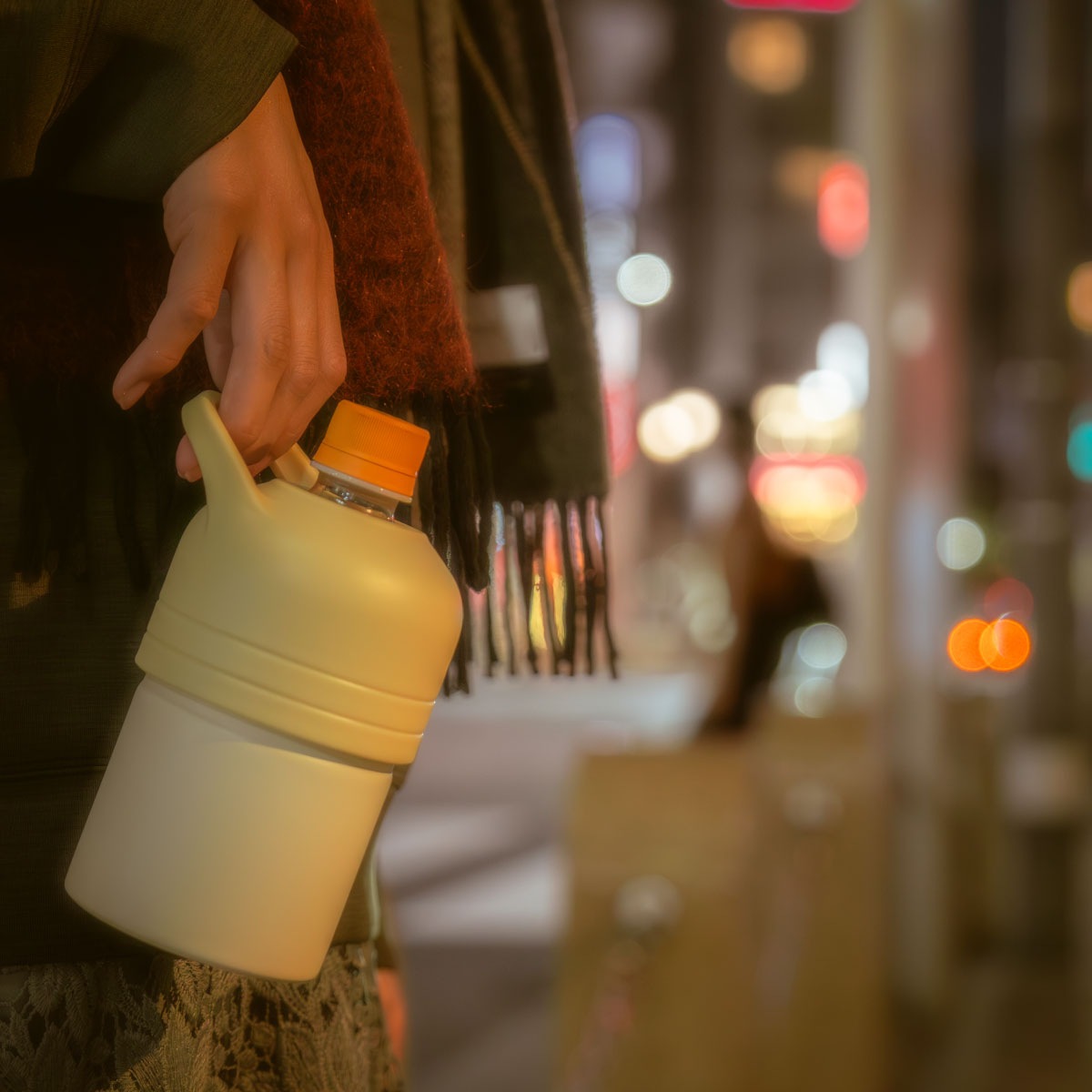 BOTTLE in BOTTLE（ボトルインボトル）ペットボトルホルダー ホット用 Fタイプ 持ち手付き アイボリー ABIB-FIV