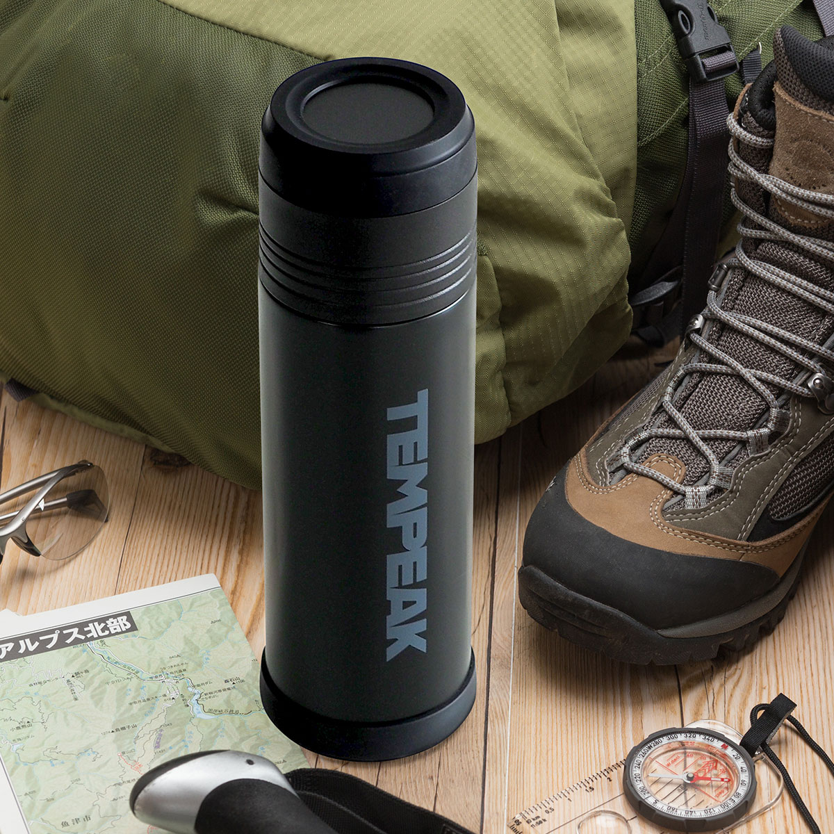 TEMPEAK(テンピーク)超保温ボトル 国内最高レベルの保温力 コップ付き 530ml 750ml 900ml 1200ml ブラック シルバーグリーン ターコイズATPB