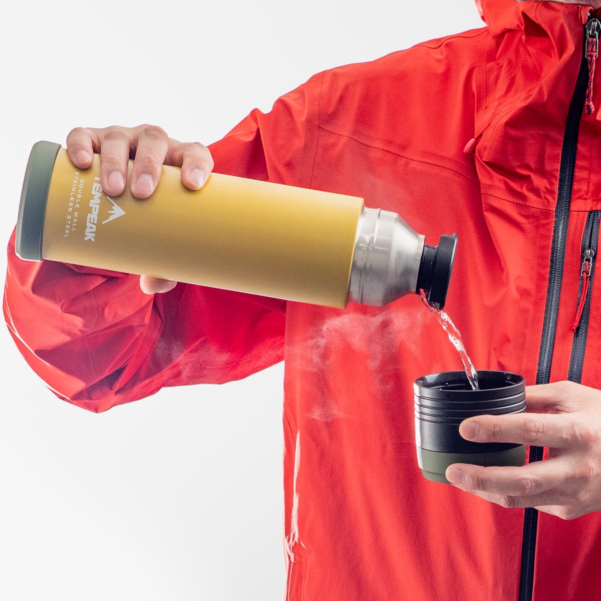 TEMPEAK（テンピーク）超保温ボトル 国内最高レベルの保温力 コップ付き 530ml 750ml 900ml 1200ml ブラック シルバーグリーン ターコイズ コヨーテ ライトグレー ミルキーグリーンATPB