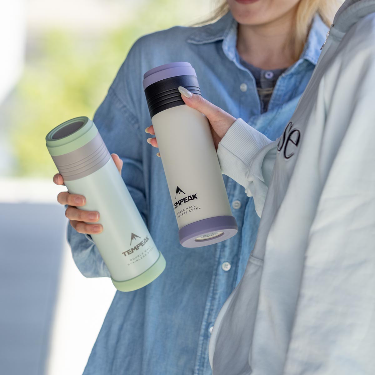 TEMPEAK（テンピーク）超保温ボトル 国内最高レベルの保温力 コップ付き 530ml 750ml 900ml 1200ml ブラック シルバーグリーン ターコイズ コヨーテ ライトグレー ミルキーグリーンATPB