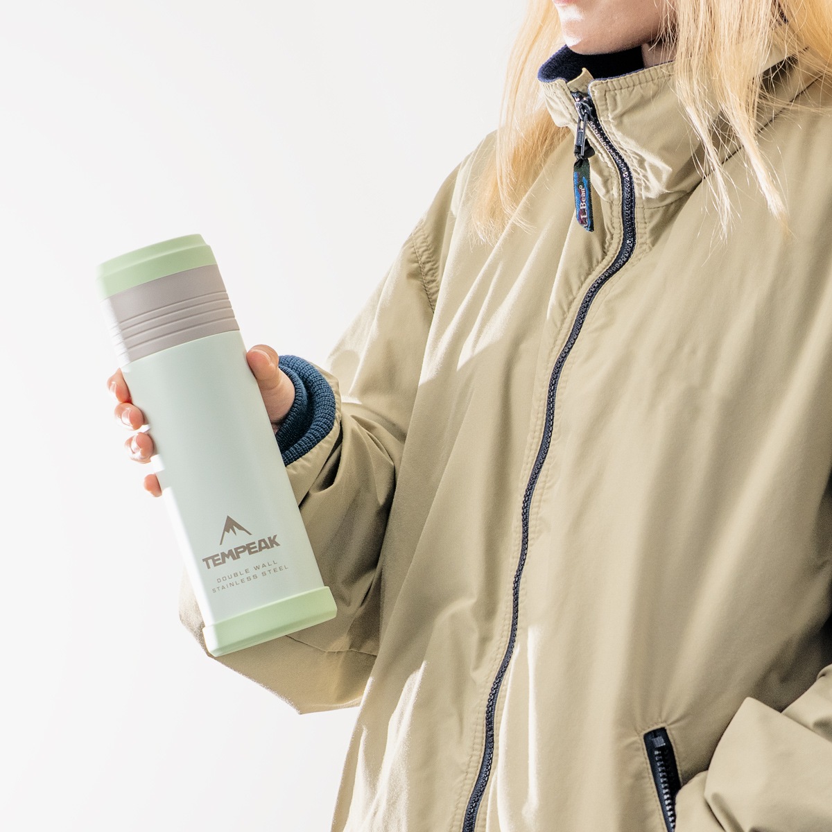 TEMPEAK（テンピーク）超保温ボトル 国内最高レベルの保温力 コップ付き 530ml 750ml 900ml 1200ml ブラック シルバーグリーン ターコイズ コヨーテ ライトグレー ミルキーグリーンATPB