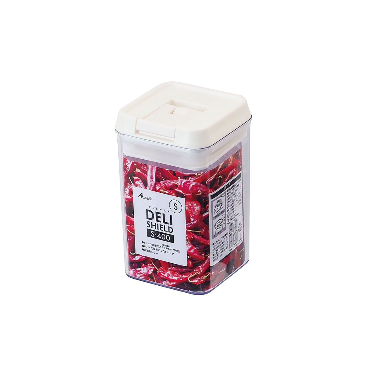 ケース販売 DELI SHELD(デリシールド)ワンタッチレバー式キャニスター Sサイズ 400ml ADL-400S6P 6個入り