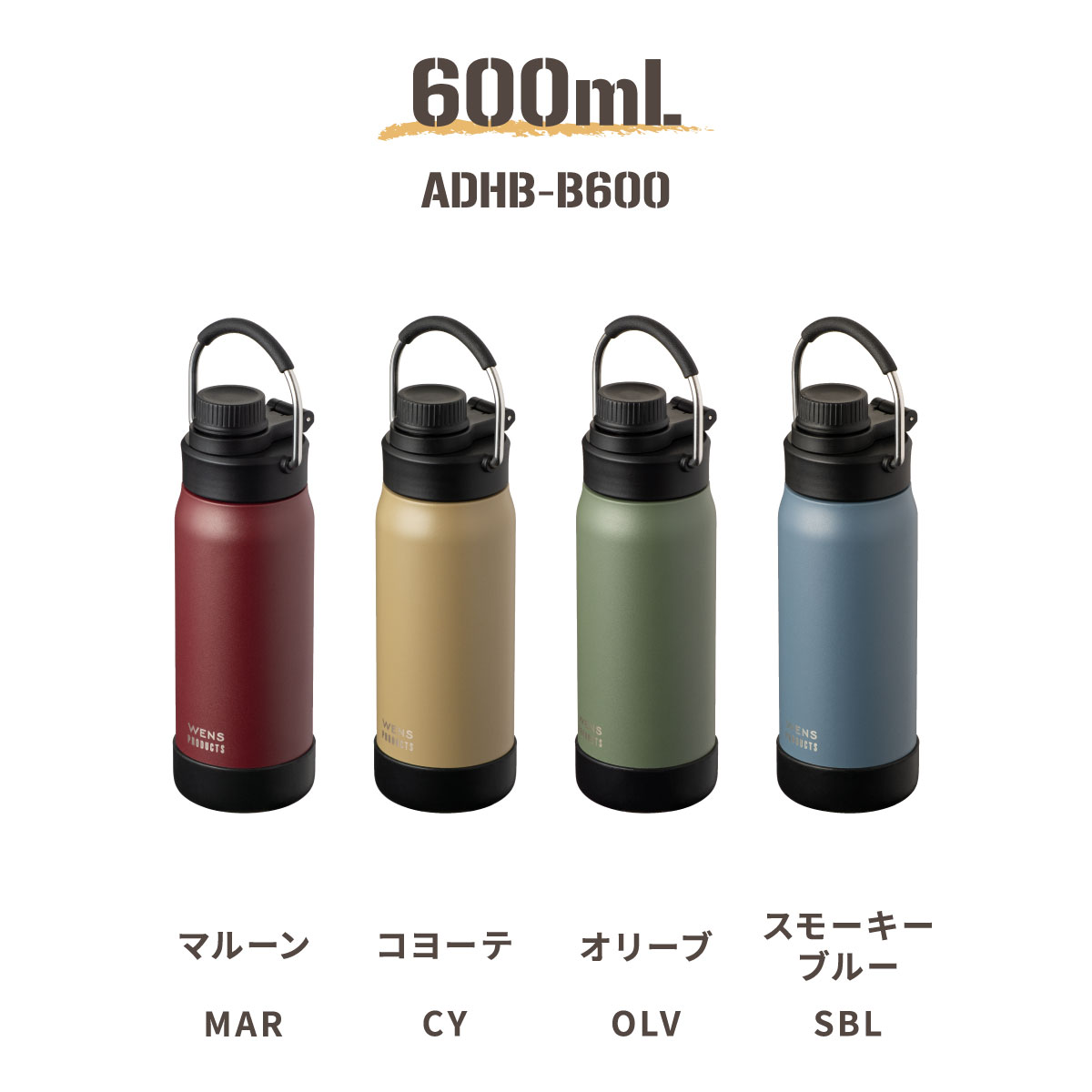 WENS PRODUCTS（ウェンズプロダクツ） ハンドル付きダイレクトボトル 600mL 1.0L 1.2L ADHB-Bシリーズ