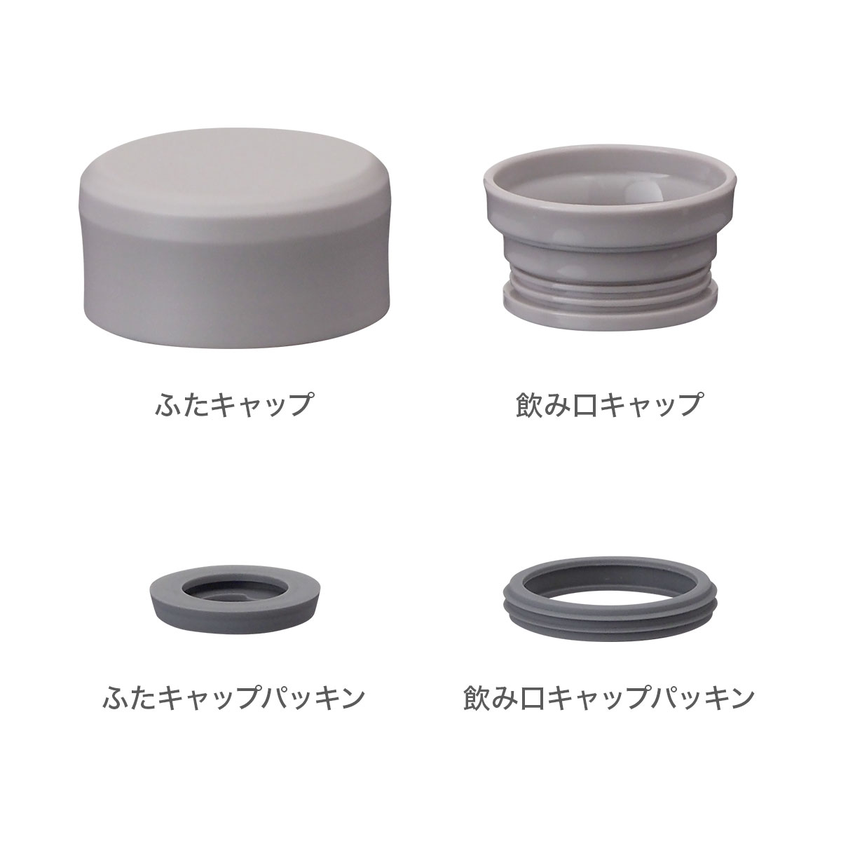 スクリューボトル(SS-350, SS-500)用 ふた一式 グレー SS-GY