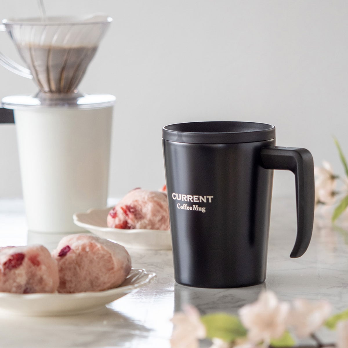 CafeLink（カフェリンク）カレント・ふた付きコーヒーマグカップ 330ml ブラック ASM-330BK