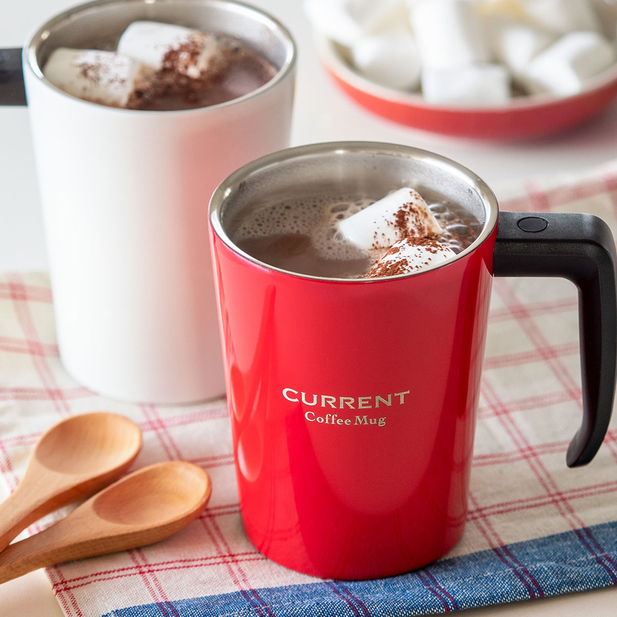 CafeLink(カフェリンク)カレント・ふた付きコーヒーマグカップ 330ml レッド ASM-330RD