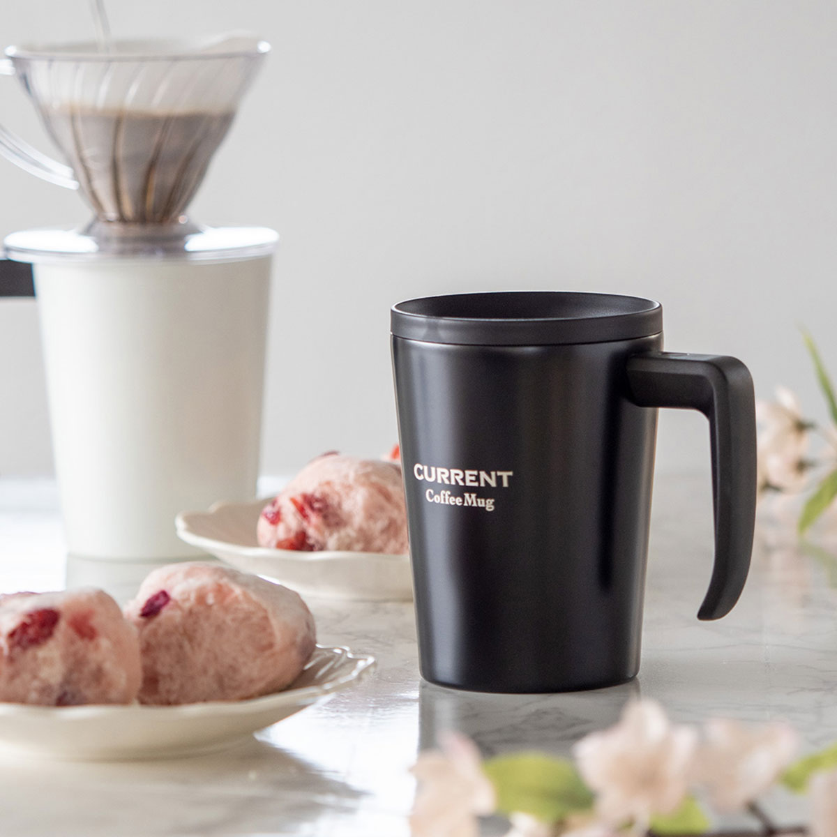 CafeLink(カフェリンク)カレント・ふた付きコーヒーマグカップ 330ml レッド ASM-330RD