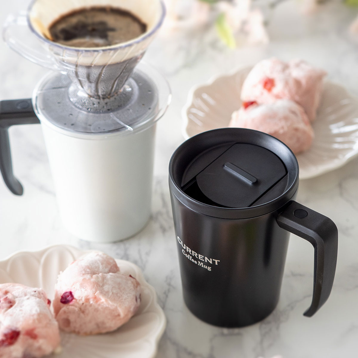 CafeLink(カフェリンク)カレント・ふた付きコーヒーマグカップ 330ml レッド ASM-330RD