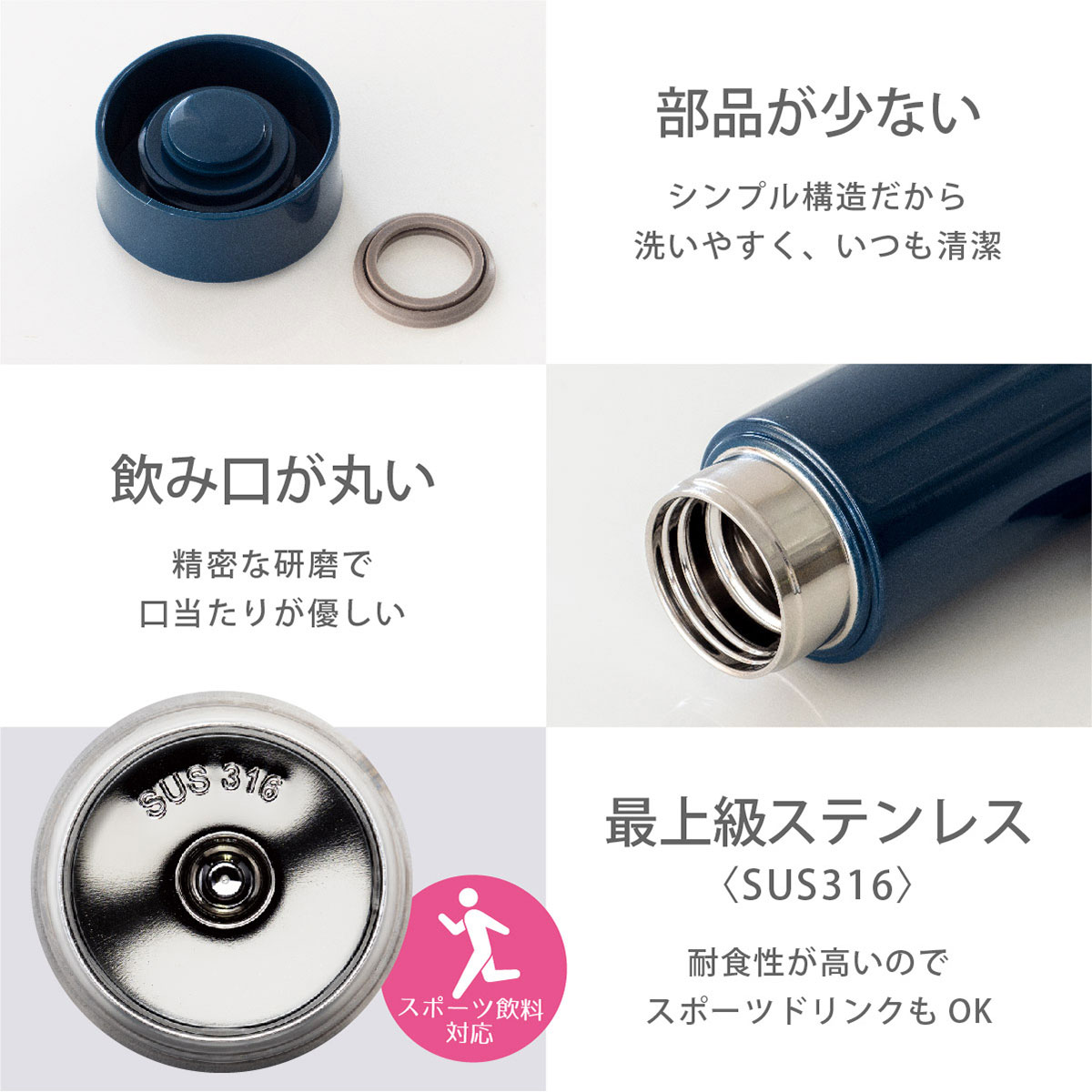 Airlist（エアリスト）超軽量スリムボトル 300ml ホワイト ARSS-300WH