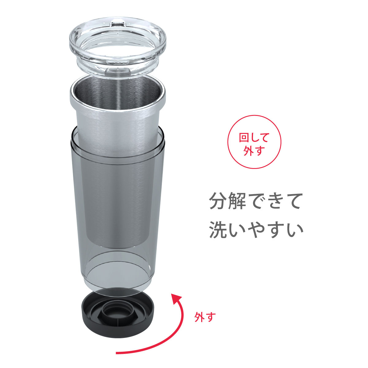 好きな絵柄の台紙が入る ふた付き中空ステンレスタンブラー 370ml レッド ACT-370RD