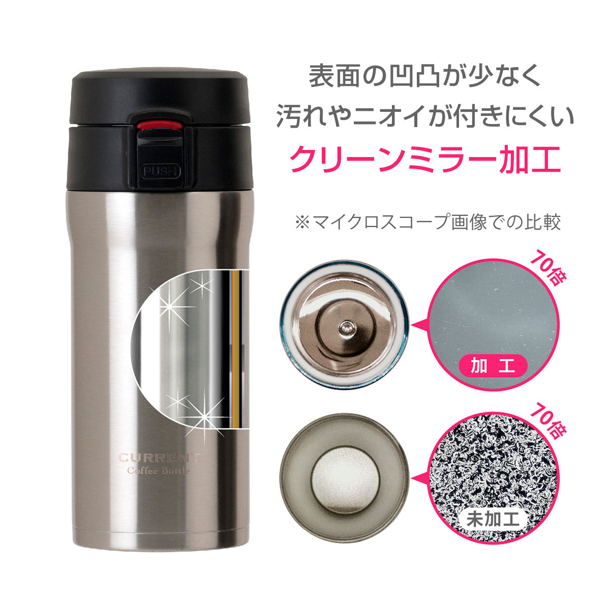CafeLink(カフェリンク)カレント・コーヒーワンタッチボトル 350ml シルバー ACW-352SV