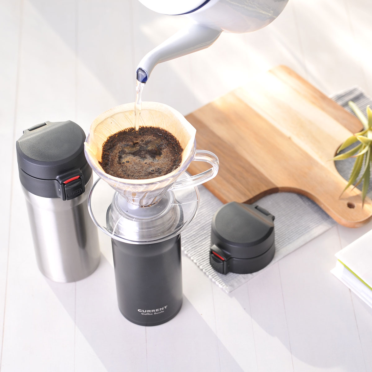 CafeLink(カフェリンク)カレント・コーヒーワンタッチボトル 350ml シルバー ACW-352SV