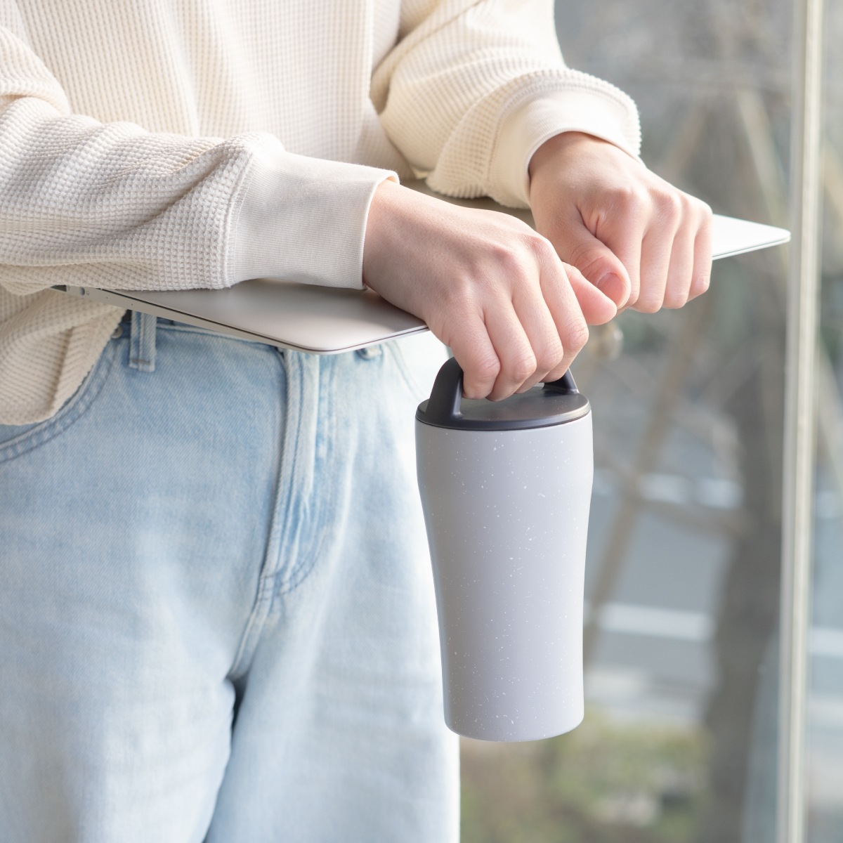 CafeLink（カフェリンク）固定ハンドル ふた付きタンブラー グレー モカ 355mL 473mL ACST-H